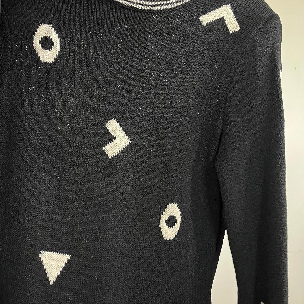 Elegant Vintage Black Geometric Peter Lynne 1970s Circle Symbol Dress - Picture 6 of 9